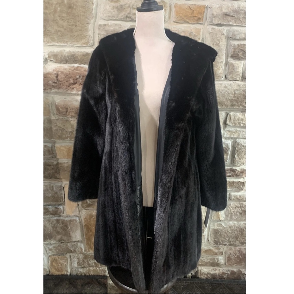 Vintage Genuine Black Mink Stroller with Attached Hood, Size S - Picture 2 of 6